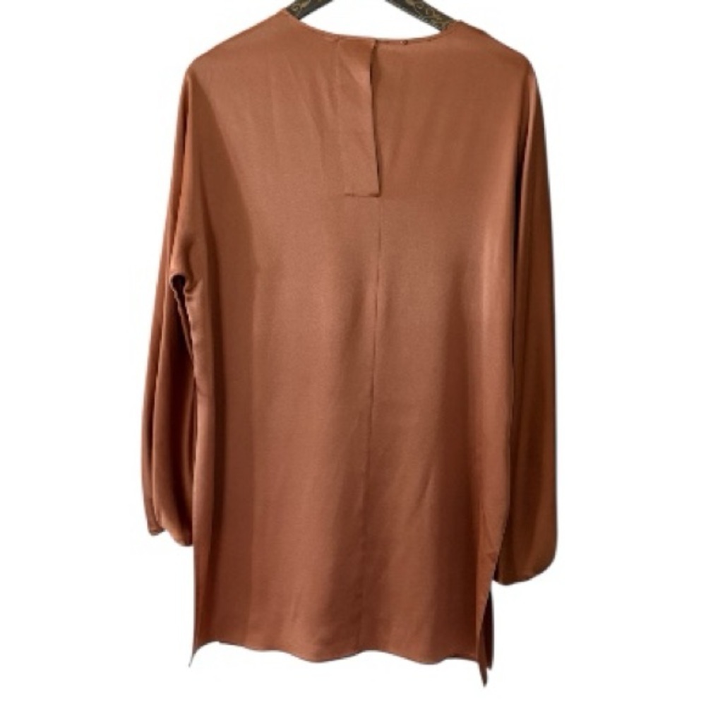 Vince Satin Silk Tunic Top in Terracotta‎ - Picture 2 of 8